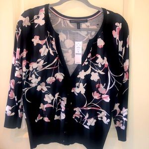 White House Black Market floral cardigan light sweater